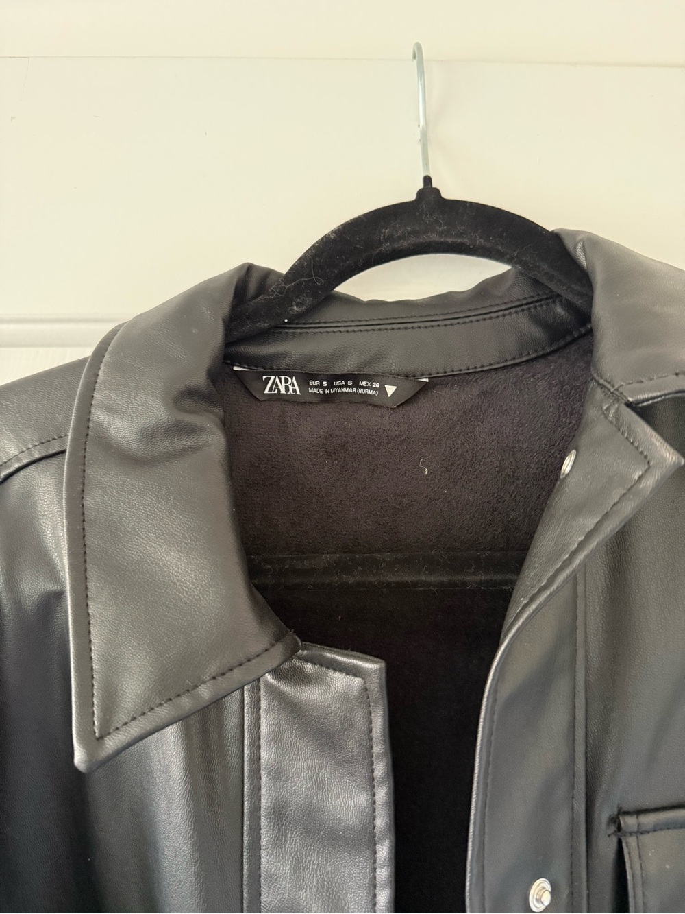 Zara Black Faux Leather Button Up - Picture 2 of 3